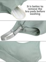 SATINIOR 4 Pack Women's Sports Bra, Padded Ribbed Cami Bra Seamless Bralette Wireless No Underwire Workout Tank Top - Image 4