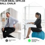 Yoga Ball Exercise Ball, Anti Slip Stability Ball Chair, 25” Heavy Duty Large Gym Ball for Fitness, Balance and Core Workout with Cover, Easy Clean - Image 7
