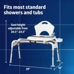 Medline Transfer Bench with Slide Seat, Slip Resistant Feet for Stability, Side Arm for Leverage and Support, Tub Transfer Bench for Elderly and Disabled - 300 lb Weight Capacity - Image 4