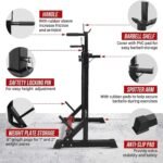 Yes4All Squat Rack for Home Gym, Adjustable Barbell Stand Rack, Multi-Function Weight Lifting, Dip Bar Station, Bench Press Rack Stand, Weight Plate Storage - Capacity Up to 600LBS - Image 4