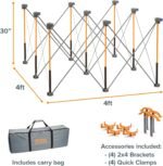 Bora Centipede 30in Folding Work Table Set - No Assembly 9-Strut Collapsible Table 3500lb Weight Limit - 4x4ft Mobile Work Station with Storage Bag, Foldable Work Bench Table - CK9S, Orange/Black - Image 3
