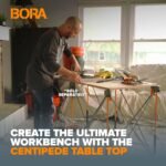 Bora Centipede 30in Folding Work Table Set - No Assembly 9-Strut Collapsible Table 3500lb Weight Limit - 4x4ft Mobile Work Station with Storage Bag, Foldable Work Bench Table - CK9S, Orange/Black - Image 5
