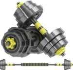 Dumbbel Adjustable-Dumbbells-Set,80lbs Free Weights Set with Connector,Fitness Exercises for Home Gym Suitable Men/Women,Yellow Barbell - Image 2