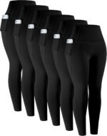 LZYVOO Leggings with Pockets for Women, 6 Packs Soft High Waisted Tummy Control Workout Yoga Pants - Image 2